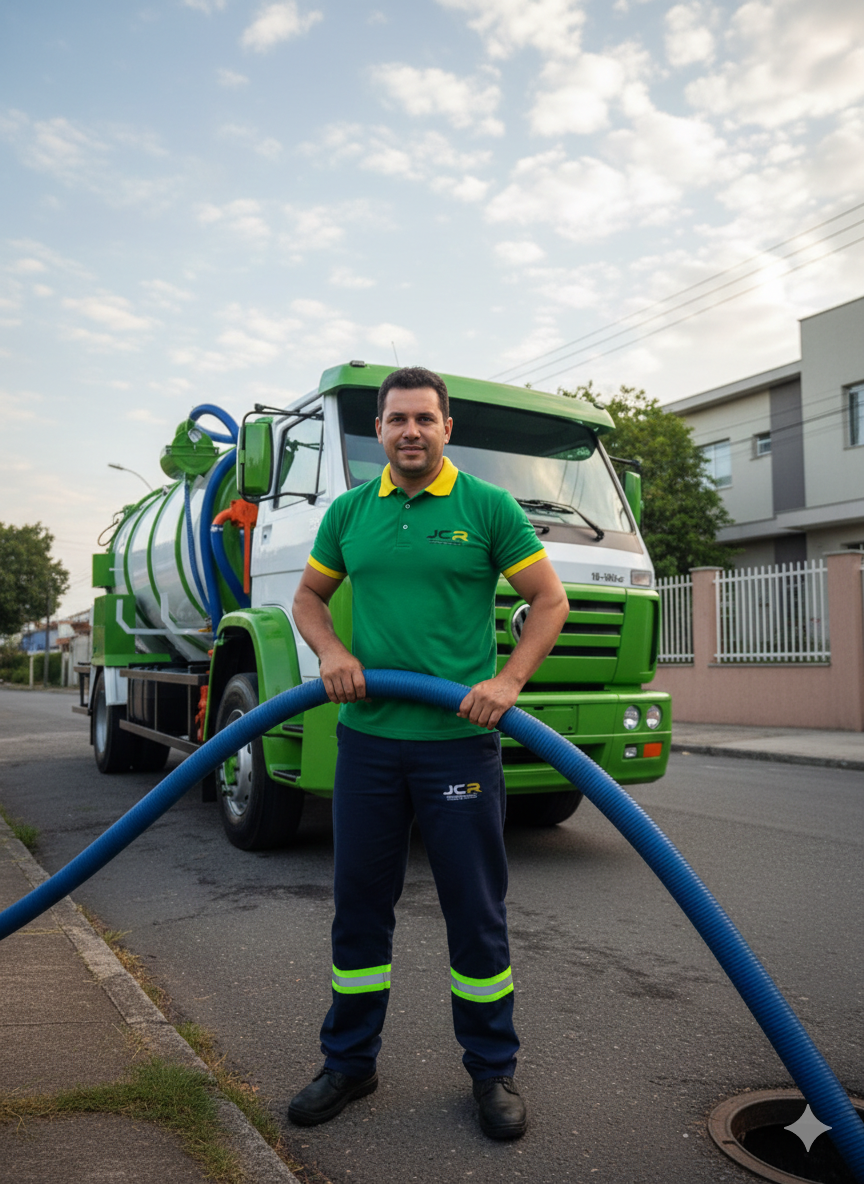 Tecnico limpando caixa de gordura